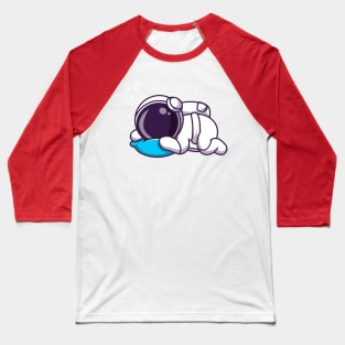 Cute Astronaut Sleeping On Pillow Cartoon Baseball T-Shirt